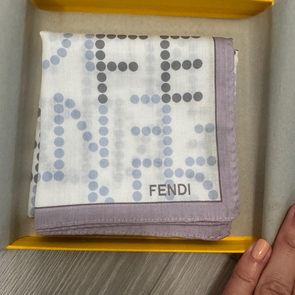 NIB Fendi Lavender White and Gray Handkerchief / Scarf